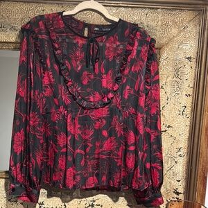 Zara Women's Red Floral Top